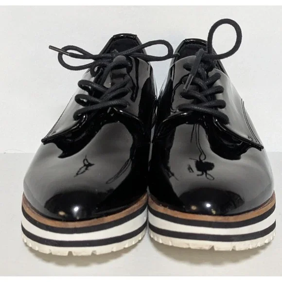 Aldo Women's Ereillan Oxfords Black Size 6.5M Faux Patent Leather Lace Ups - Picture 5 of 10